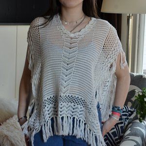 Crocheted poncho top with tassel detail (Justice)